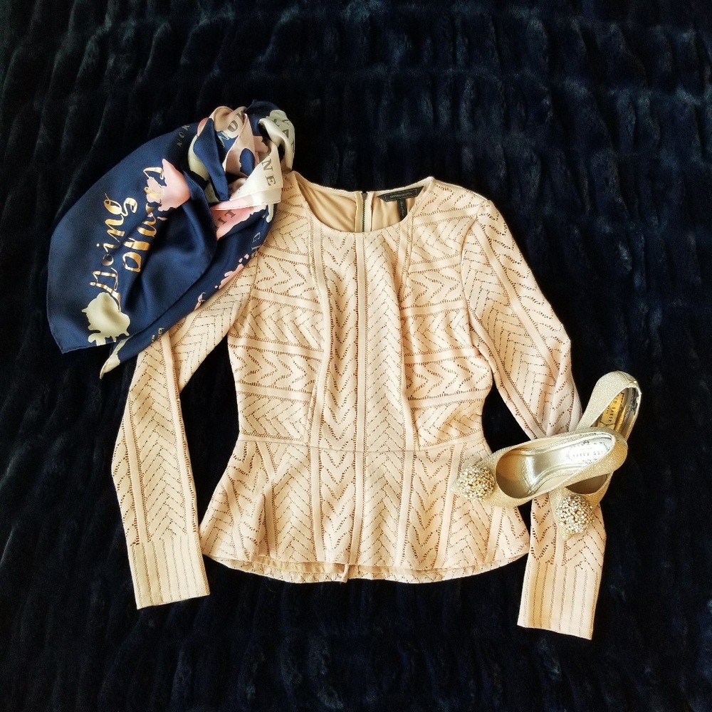 BCBGMaxAzria Light Pink Peplum Top
